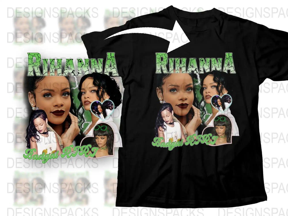 Rihanna Graphic T-Shirt, Pop Icon Print Tee, Music Artist Fan Shirt, Stylish Women's Casual Streetwear Top