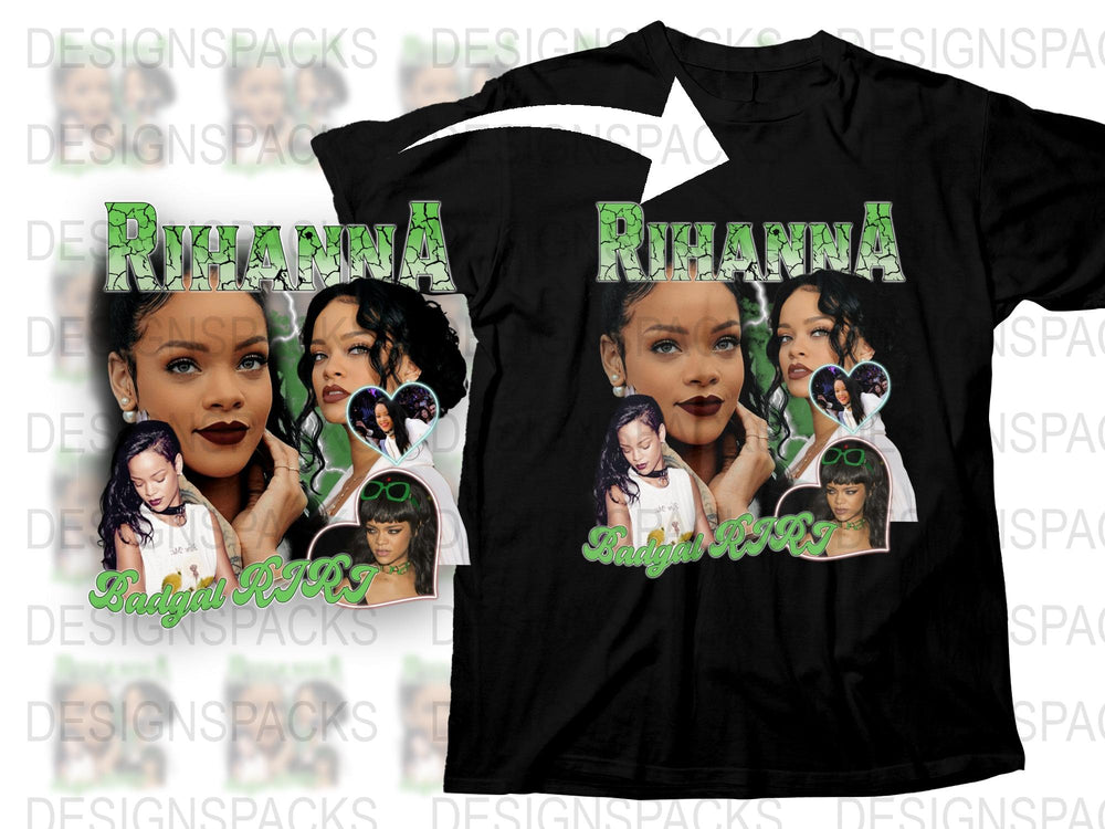Rihanna Graphic T-Shirt, Pop Icon Print Tee, Music Artist Fan Shirt, Stylish Women's Casual Streetwear Top