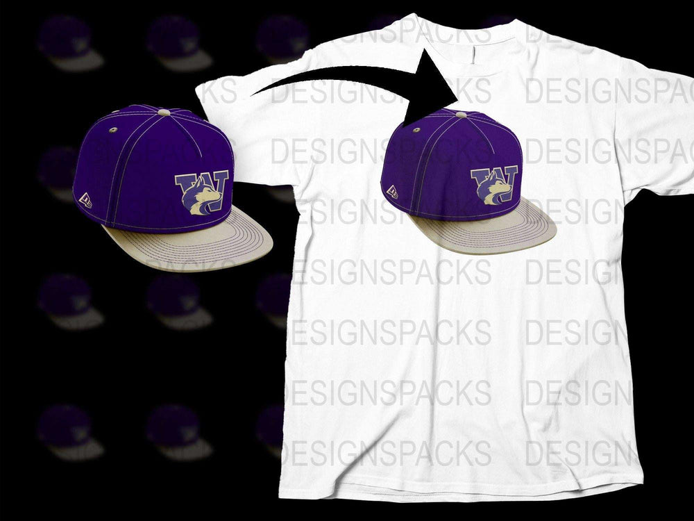Purple and White Varsity Letter Baseball Cap and T-Shirt Combo, Unisex Athletic Gear