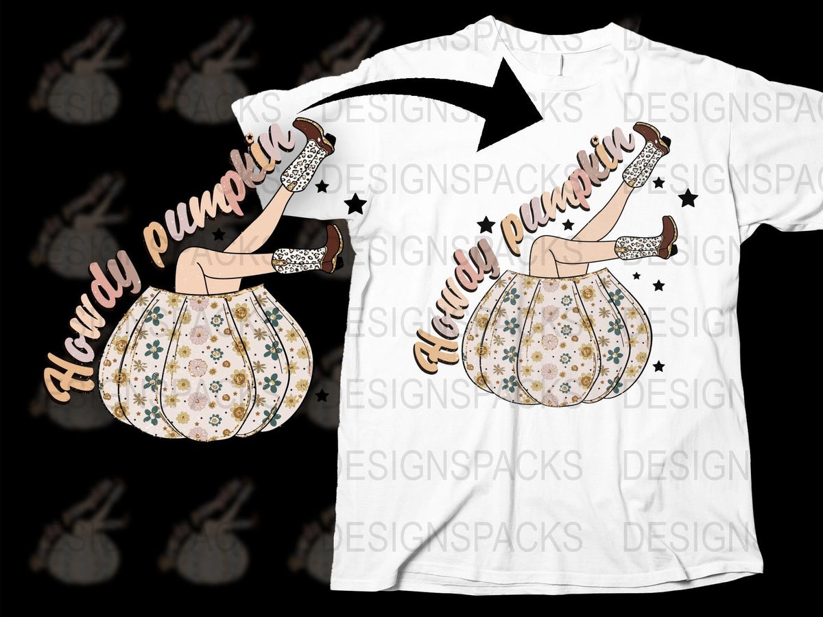 Howdy Pumpkin T-Shirt, Cute Fall Graphic Tee, Autumn Harvest Top, Leopard Print, Trendy T-shirt Design