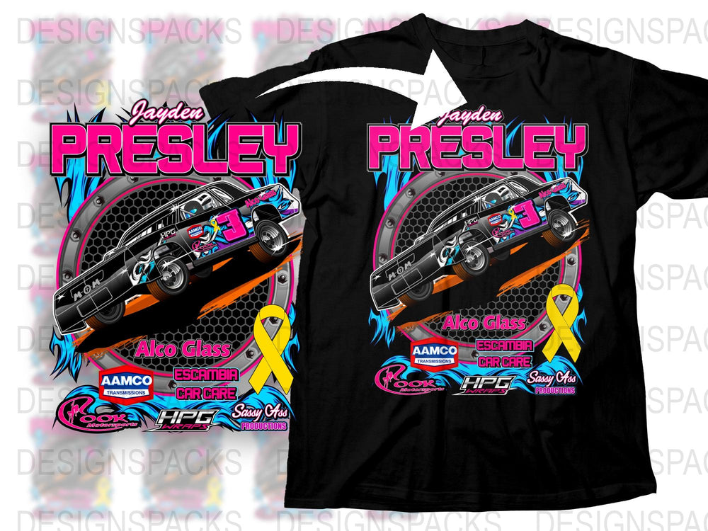 Custom Racing T-Shirt Design, Presley Pink and Black, Alco Class, Trendy Motorsport Apparel, Unique Gift Idea.
