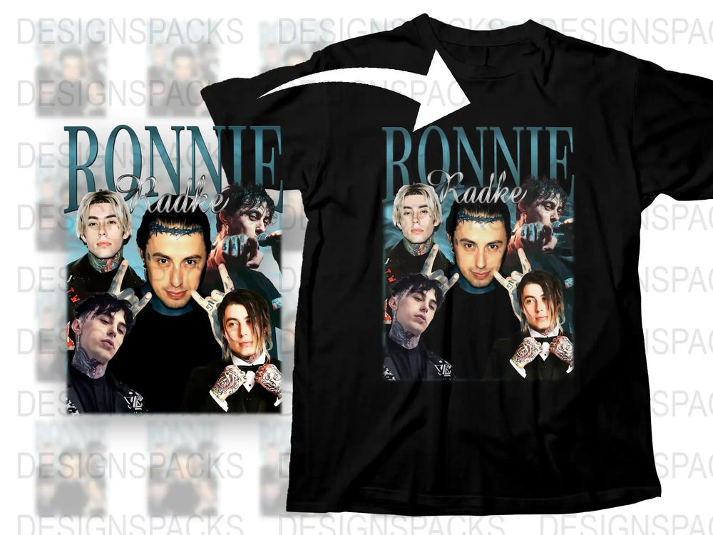 Black Graphic Tee with Multiple Portraits, Trendy Collage Style T-Shirt, Unique Designer Top