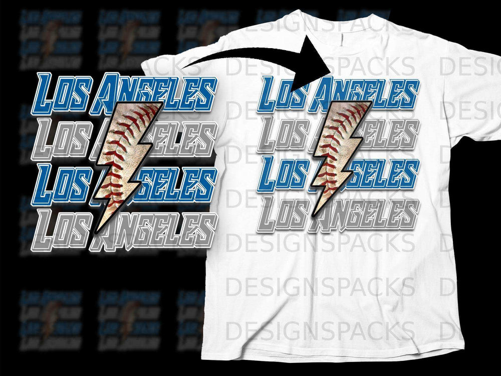 Los Angeles Lightning Bolt Baseball Graphic Tee Product