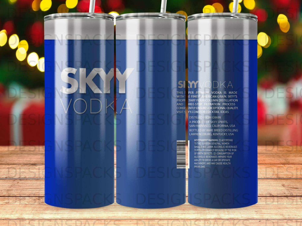 SKYY Vodka bottle with prominent branding and ingredients information.