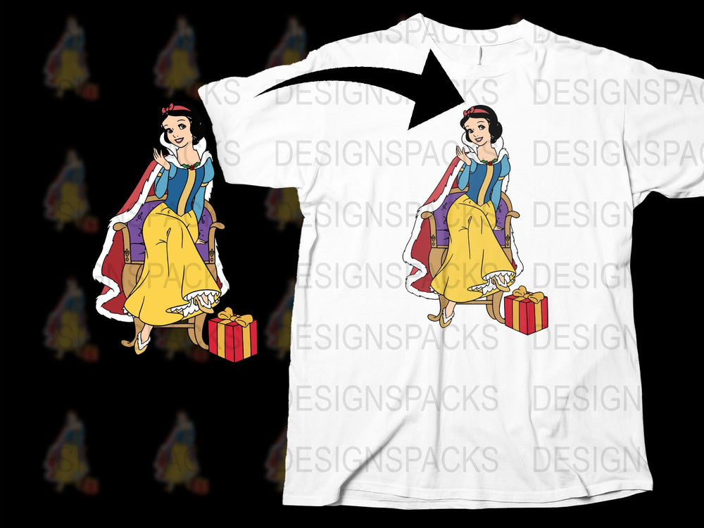 Snow White Inspired Graphic T-Shirt, Disney Princess Casual Fashion, Fairy Tale Gift Idea, Women's Clothing, Unique Print Tee.