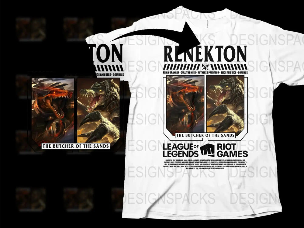 League of Legends Renekton T-Shirt, The Butcher of the Sands Graphic Tee, Riot Games Merchandise