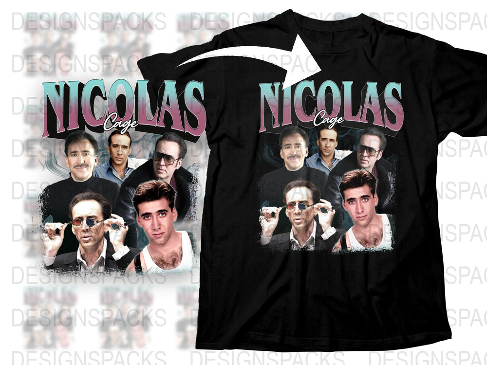 Nicolas Cage Faces T-Shirt, Vintage 90s Style Graphic Tee, Retro Celebrity Fashion, Unisex Casual Shirt for Fans