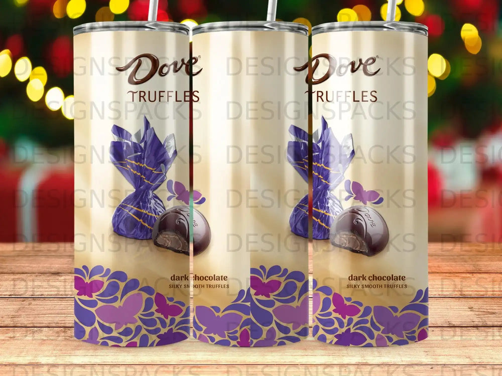 Dove dark chocolate silky smooth truffles in purple wrappers.