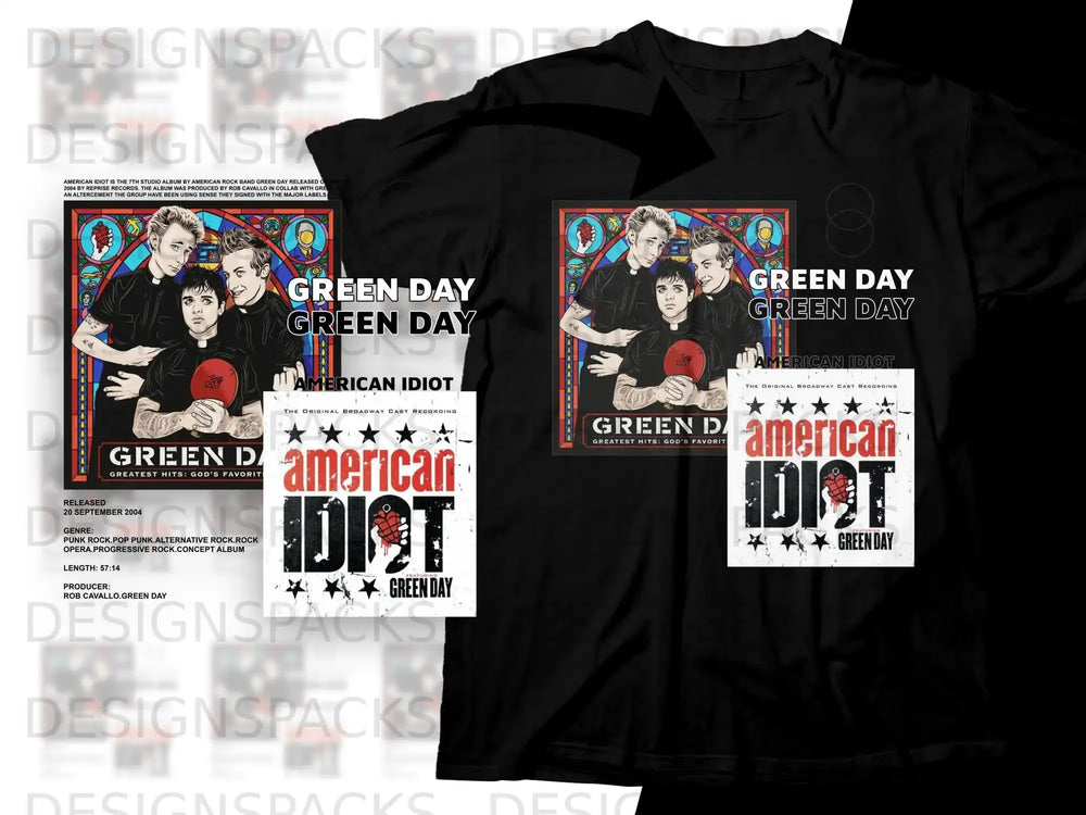 Green Day American Idiot Broadway Cast Recording album cover with track details.