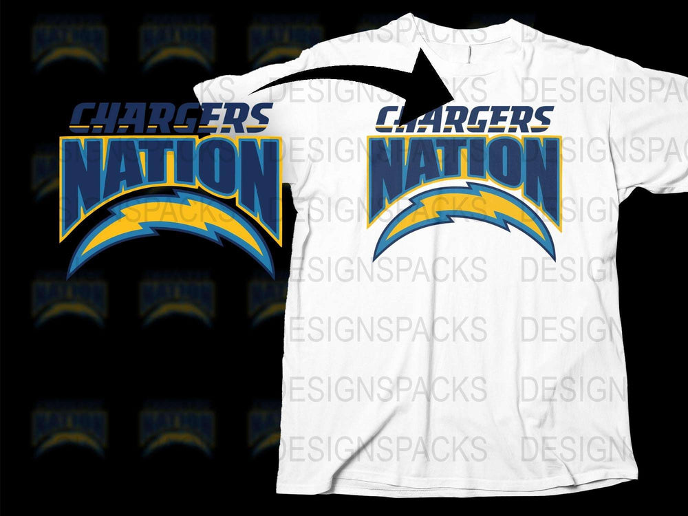 Chargers Nation T-Shirt, Sports Fan Graphic Tee, Bold Logo Design, Casual Wear