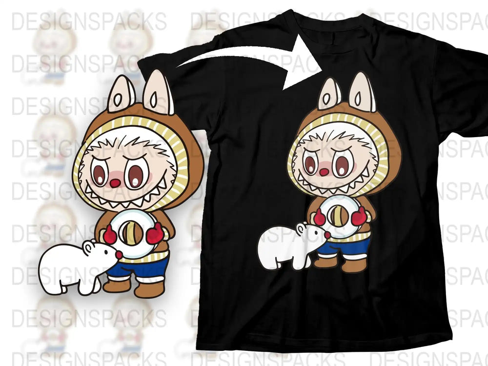 Cute Anime Bear T-Shirt, Kawaii Cartoon Animal Tee, Unisex Graphic Shirt for Kids and Adults