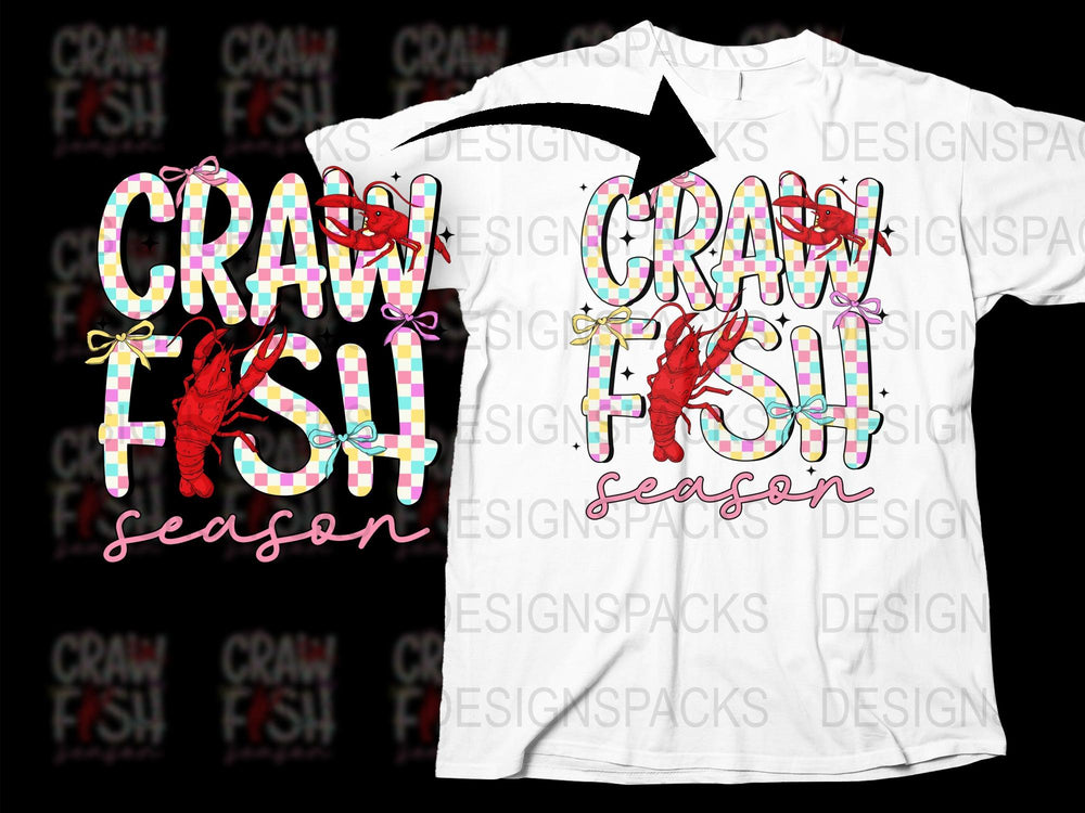 Colorful Crawfish Season T-Shirt, Fun Mardi Gras Festival Apparel, Southern Seafood Boil Party Top