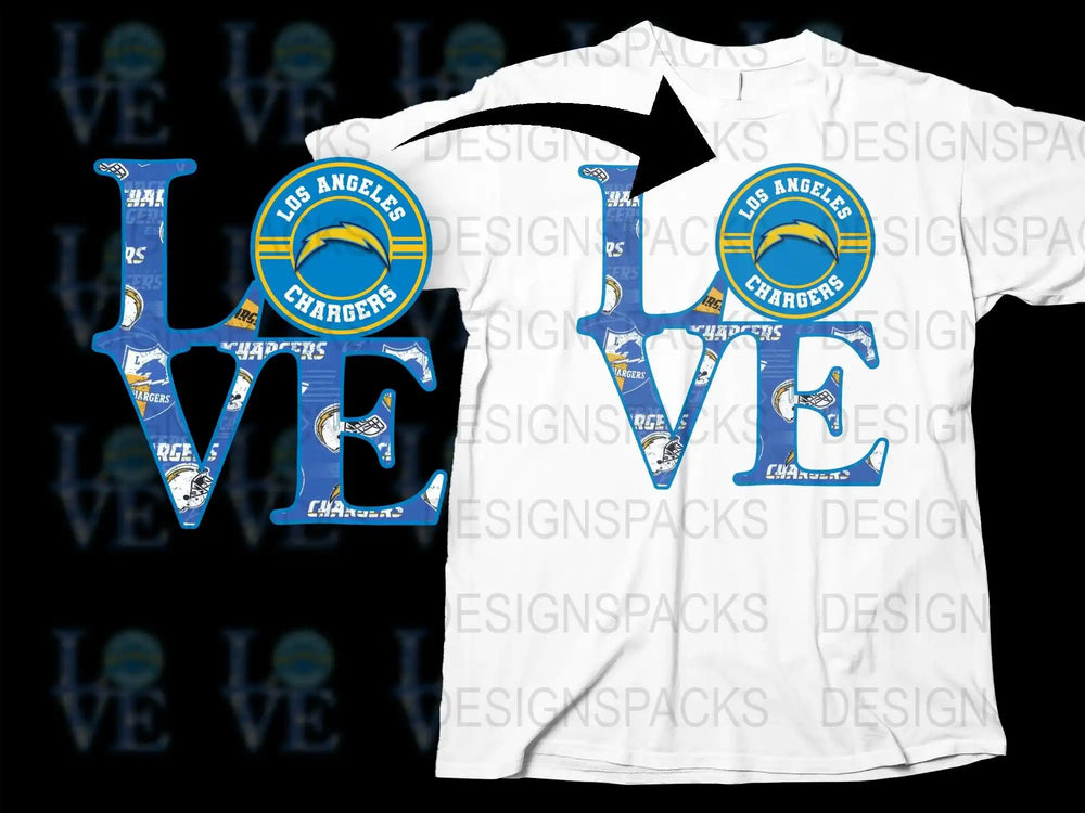 Los Angeles Chargers T-Shirt, NFL Team Love Design, Graphic Sports Tee, Fan Apparel, Unisex Football Shirt, Casual Wear