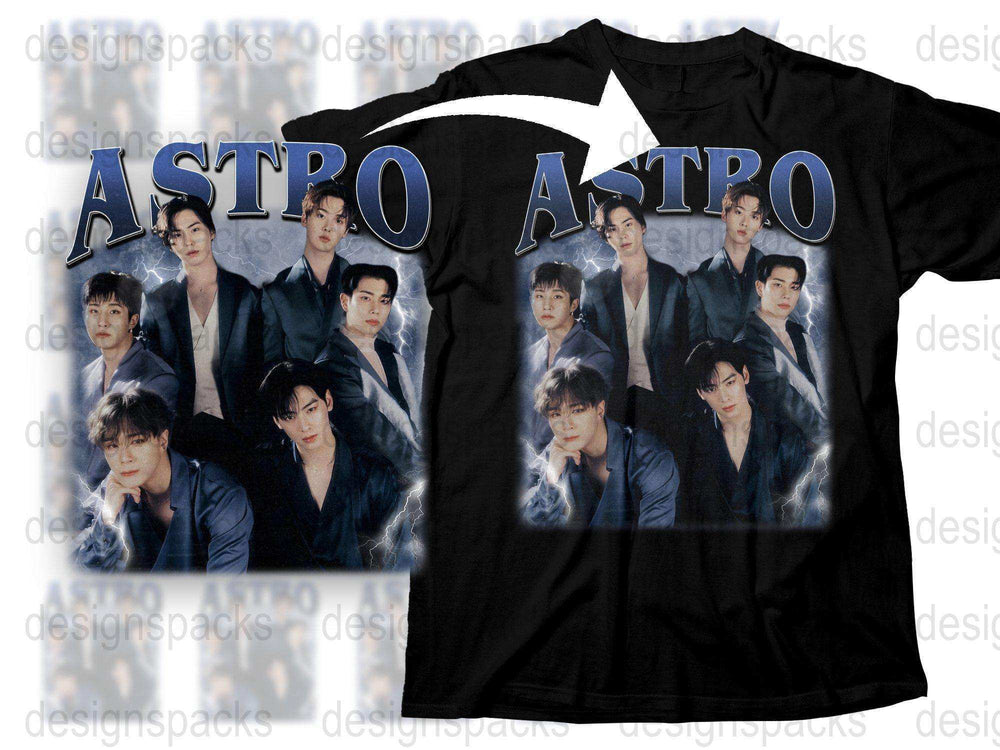 Astro Band Graphic T-Shirt, K-Pop Music Fan Merch, Trendy Pop Star Group Tee, Unisex Cotton Shirt