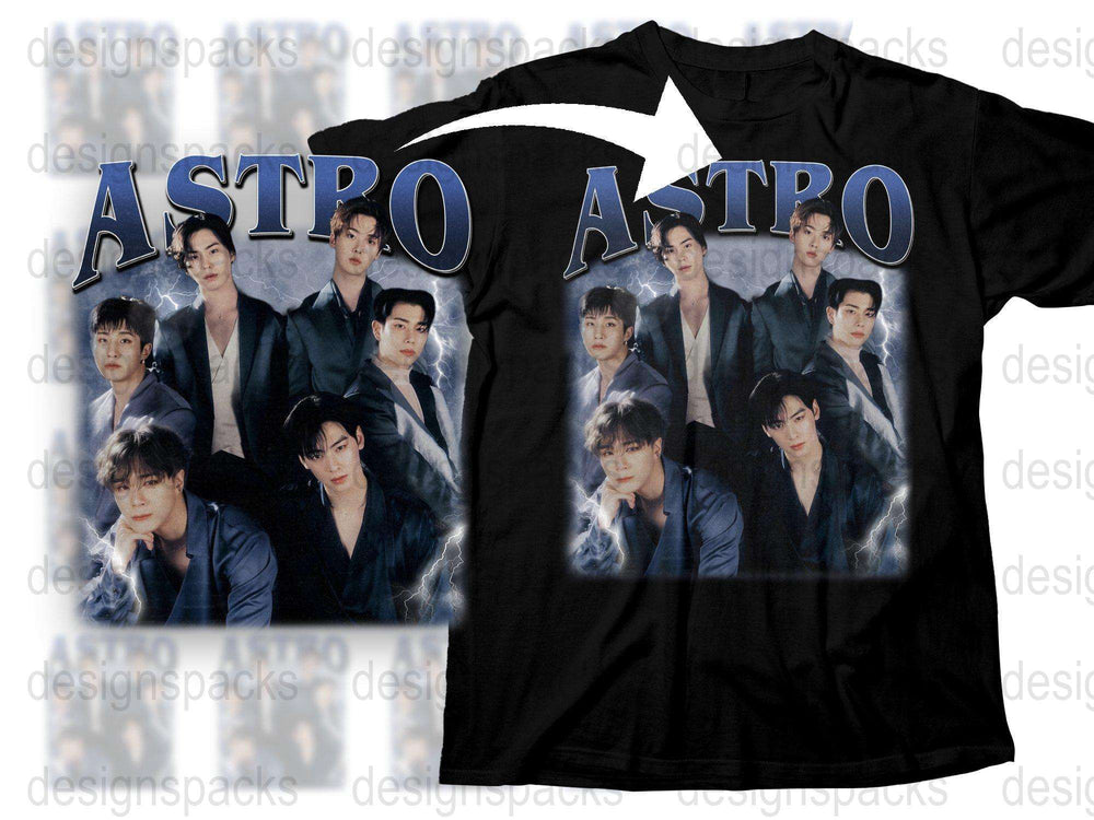 Astro Band Graphic T-Shirt, K-Pop Music Fan Merch, Trendy Pop Star Group Tee, Unisex Cotton Shirt