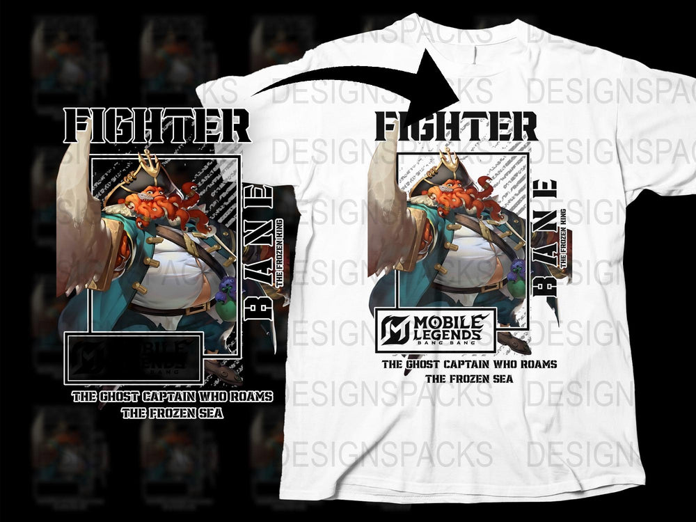 Mobile Legends Fighter Bane T-Shirt, Ghost Captain Graphic Tee, Gamer Apparel