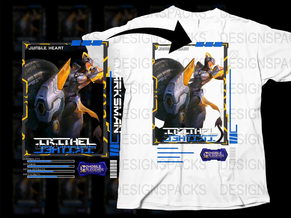 Jungle Heart Warrior Shift Graphic T-Shirt, Cool RPG Game Character Tee, Fantasy Battle Shirt Design for Gamers