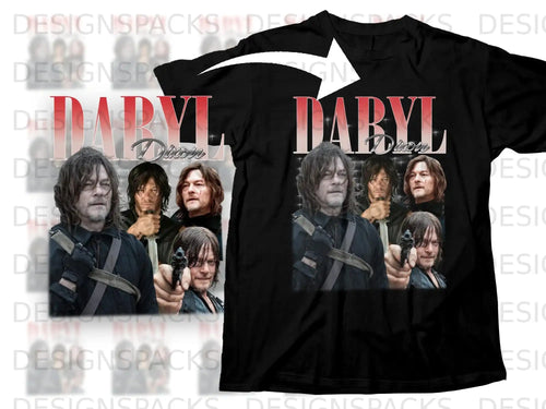 T-shirt featuring Norman Reedus as Daryl Dixon holding guns.