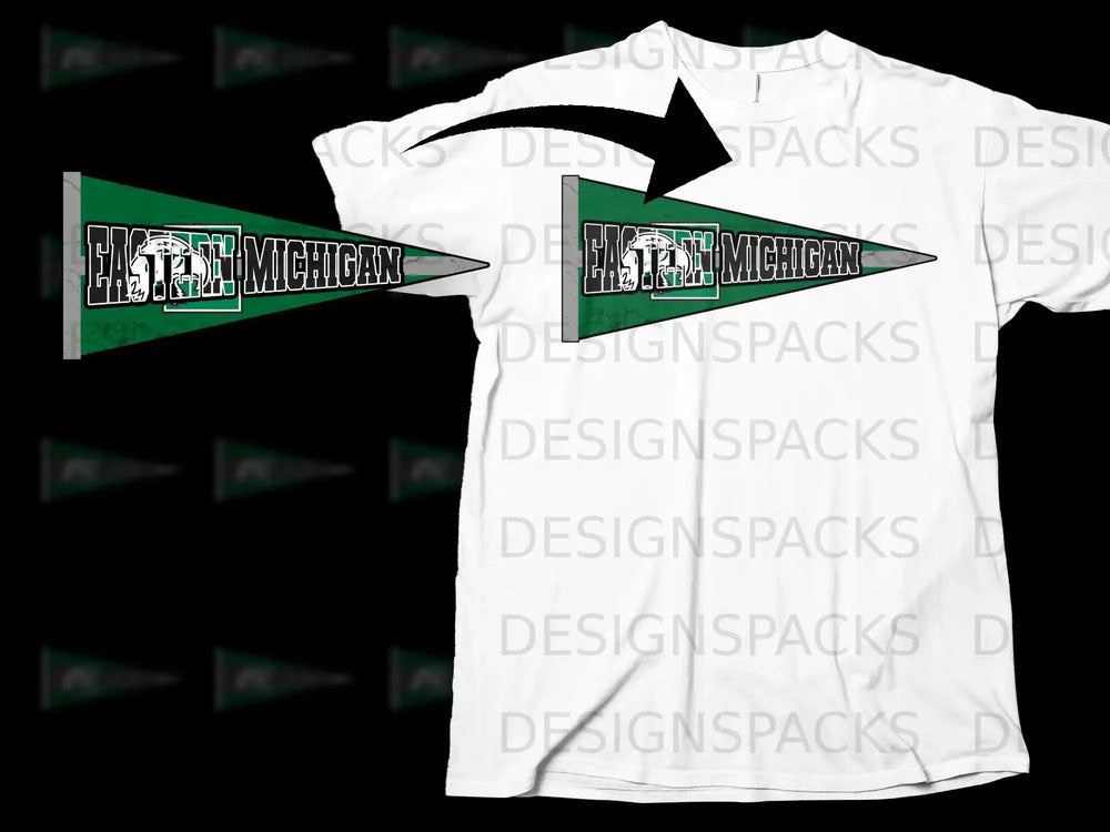 Eastern Michigan Graphic Pennant T-shirt for Fans