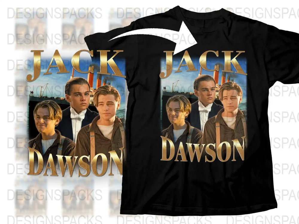 Titanic Movie Inspired Jack Dawson Graphic T-Shirt, Vintage Film Character Tee, Unisex Cotton Shirt, Gift for Movie Fans