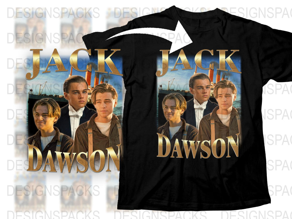 Titanic Movie Inspired Jack Dawson Graphic T-Shirt, Vintage Film Character Tee, Unisex Cotton Shirt, Gift for Movie Fans