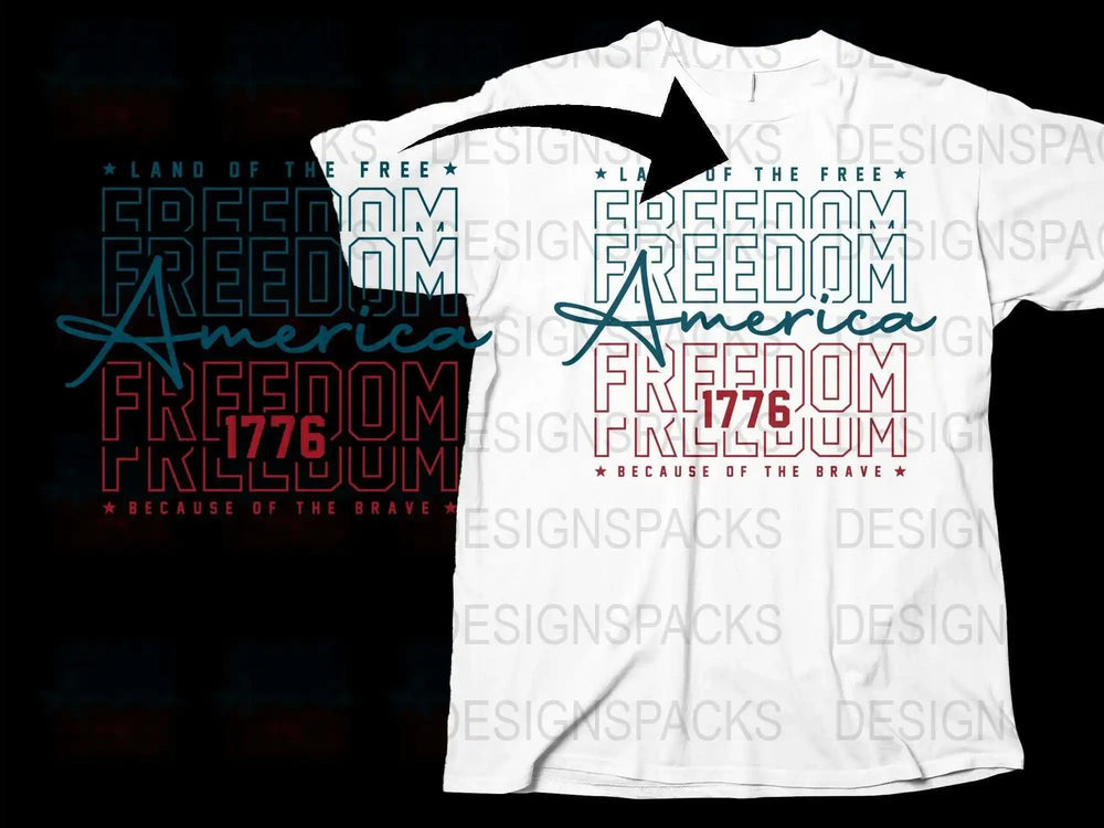 Patriotic T-Shirt Freedom America 1776 Graphic Tee, Red White Blue Casual Wear, Unisex Fourth of July Apparel