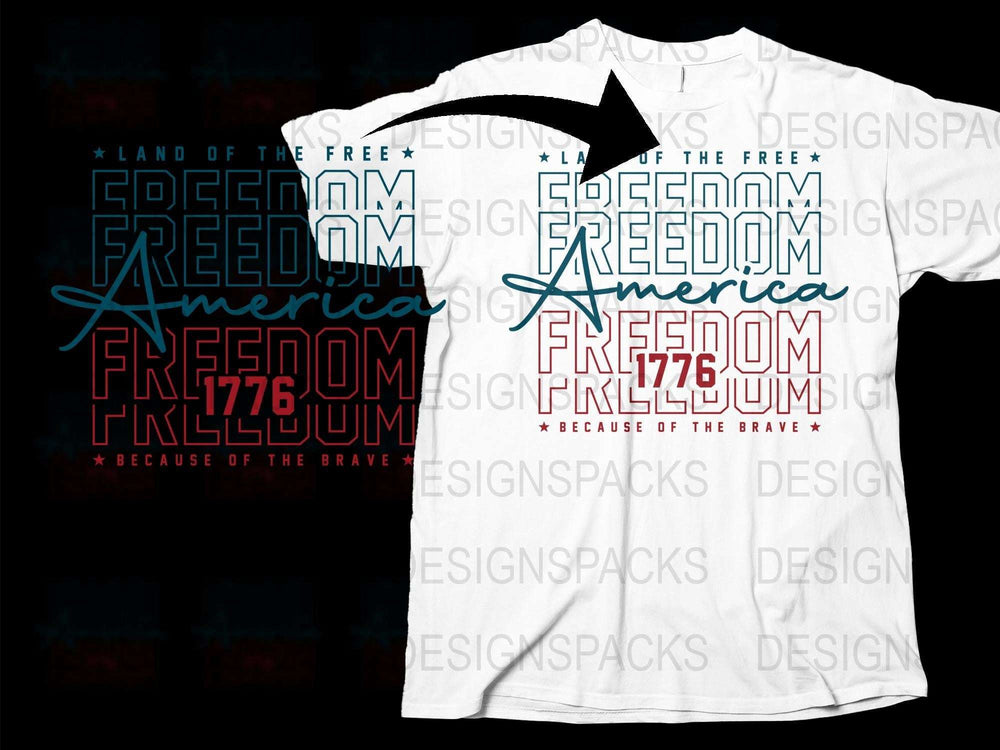 Patriotic T-Shirt Freedom America 1776 Graphic Tee, Red White Blue Casual Wear, Unisex Fourth of July Apparel