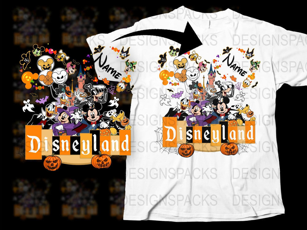 Personalized Disneyland Halloween T-Shirt, Custom Kids Name Mickey Minnie Holiday Tee