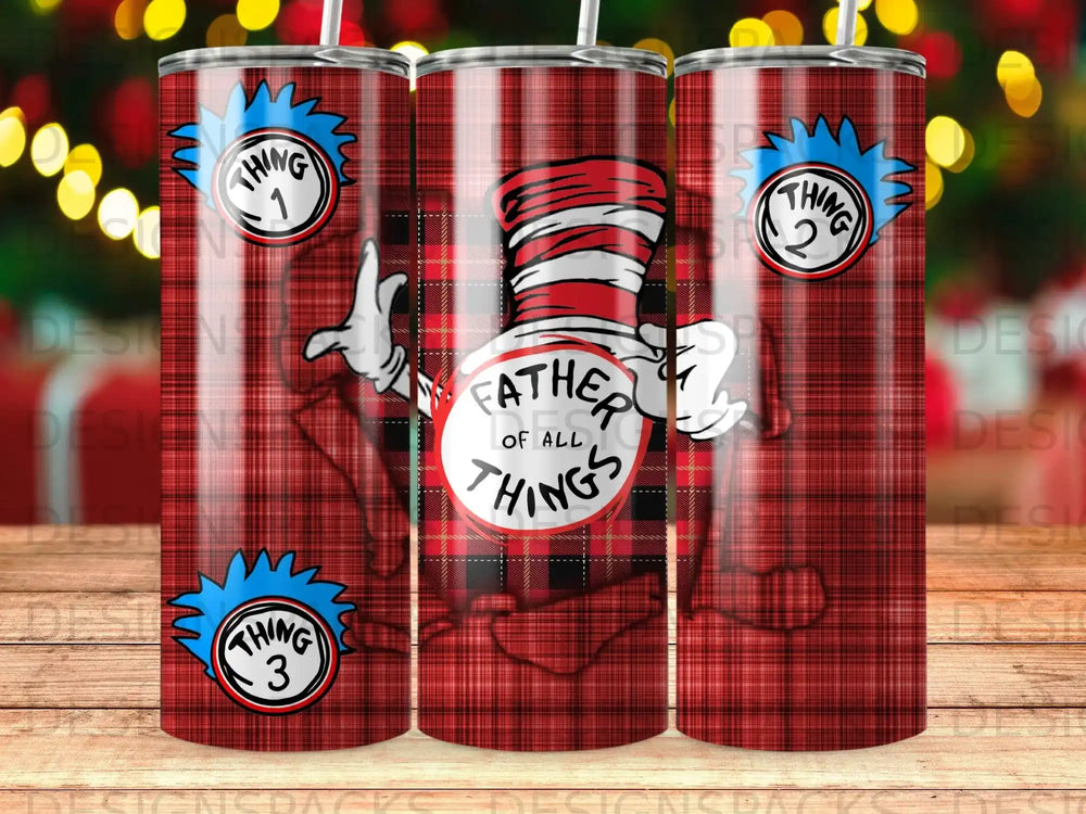 Dr. Seuss character The Cat in the Hat's hat and arm on plaid background.