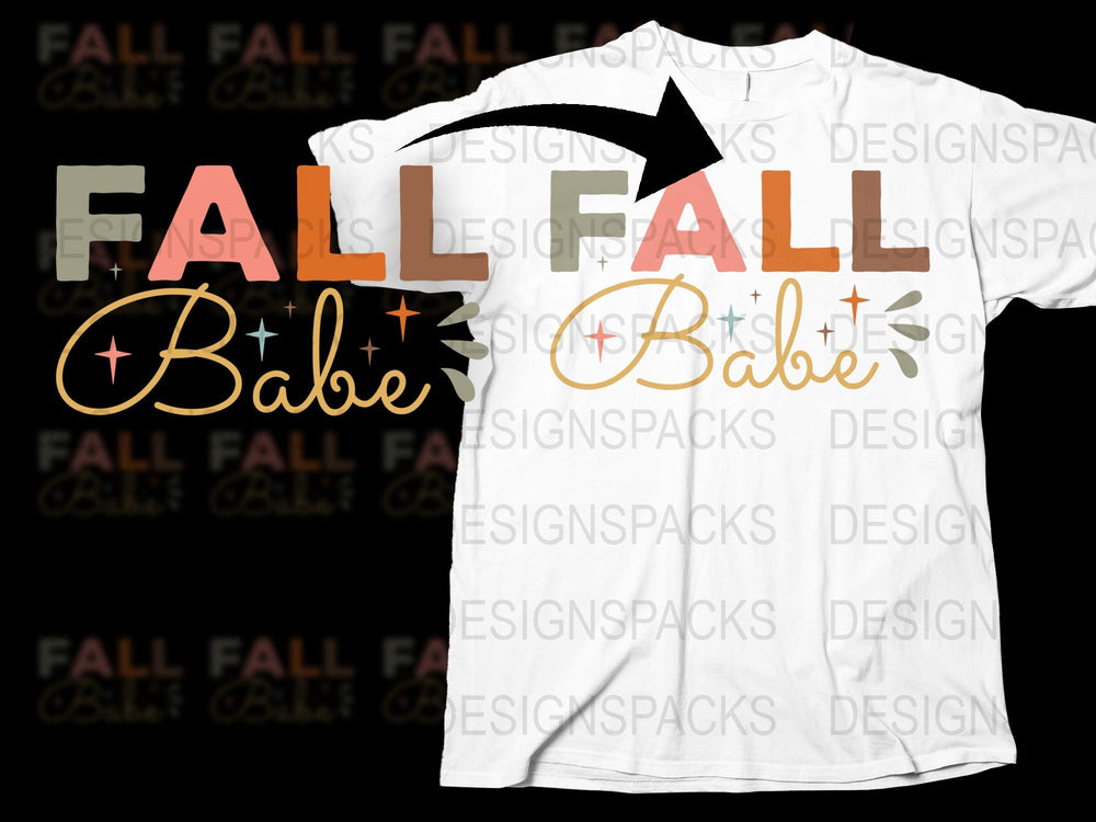 Fall Babe T-Shirt, Autumn Inspired Fashion, Casual Women's Tee, Graphic Star Design, Seasonal Apparel