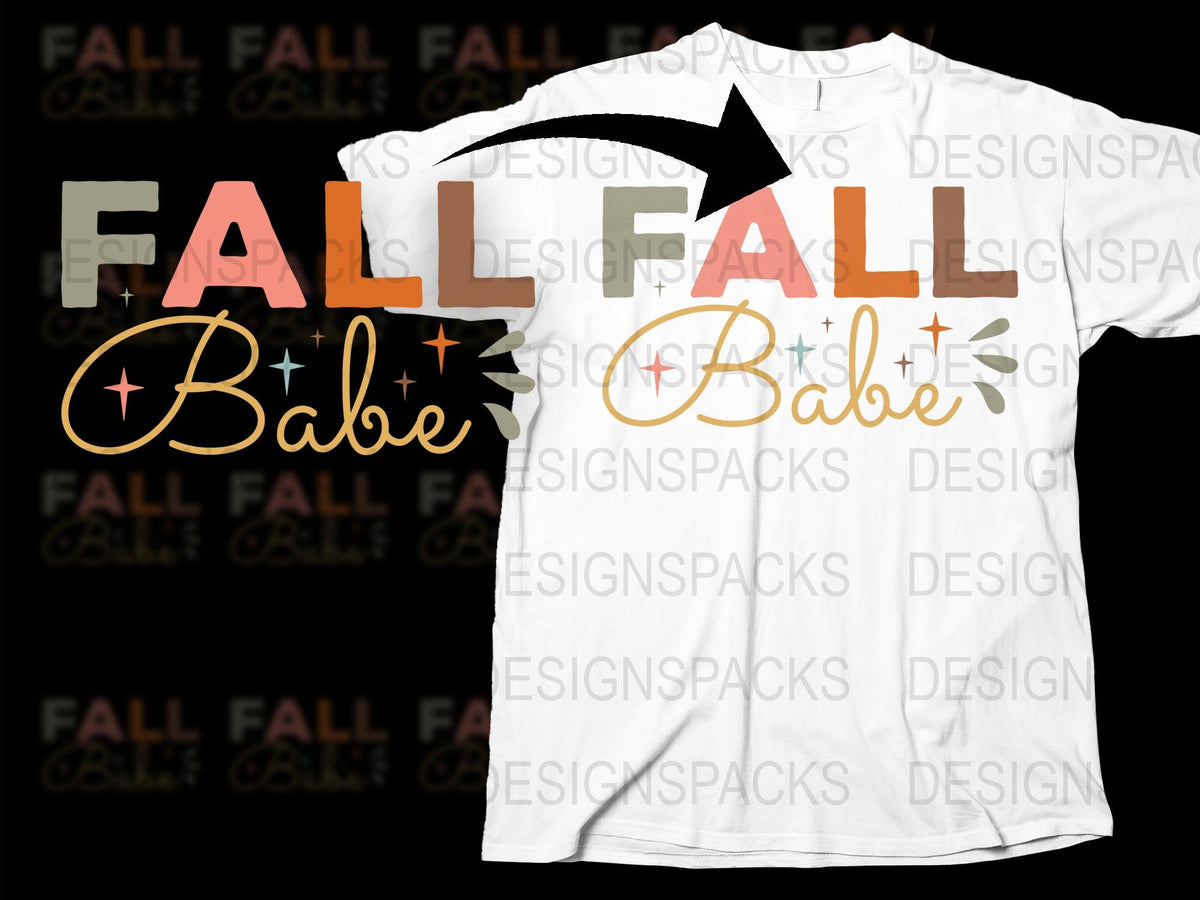 Fall Babe T-Shirt, Autumn Inspired Fashion, Casual Women's Tee, Graphic Star Design, Seasonal Apparel
