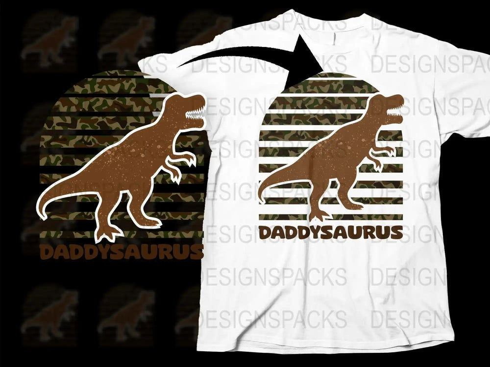 Daddysaurus T-Shirt - Funny Dad Gift, Dinosaur Graphic Tee, Camouflage Print, Father's Day Present, Unique Men's Clothing