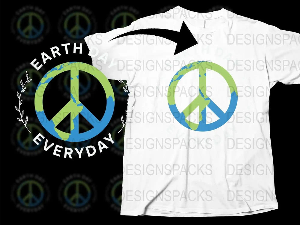 Earth Day Everyday Peace Symbol T-Shirt, Environmental Activism Tee, Eco-Friendly Apparel for Men and Women
