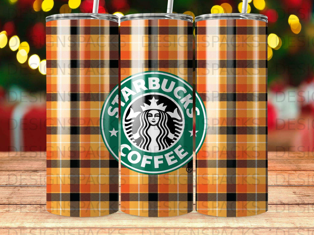 Starbucks Coffee Orange Plaid Pattern Tumbler product type