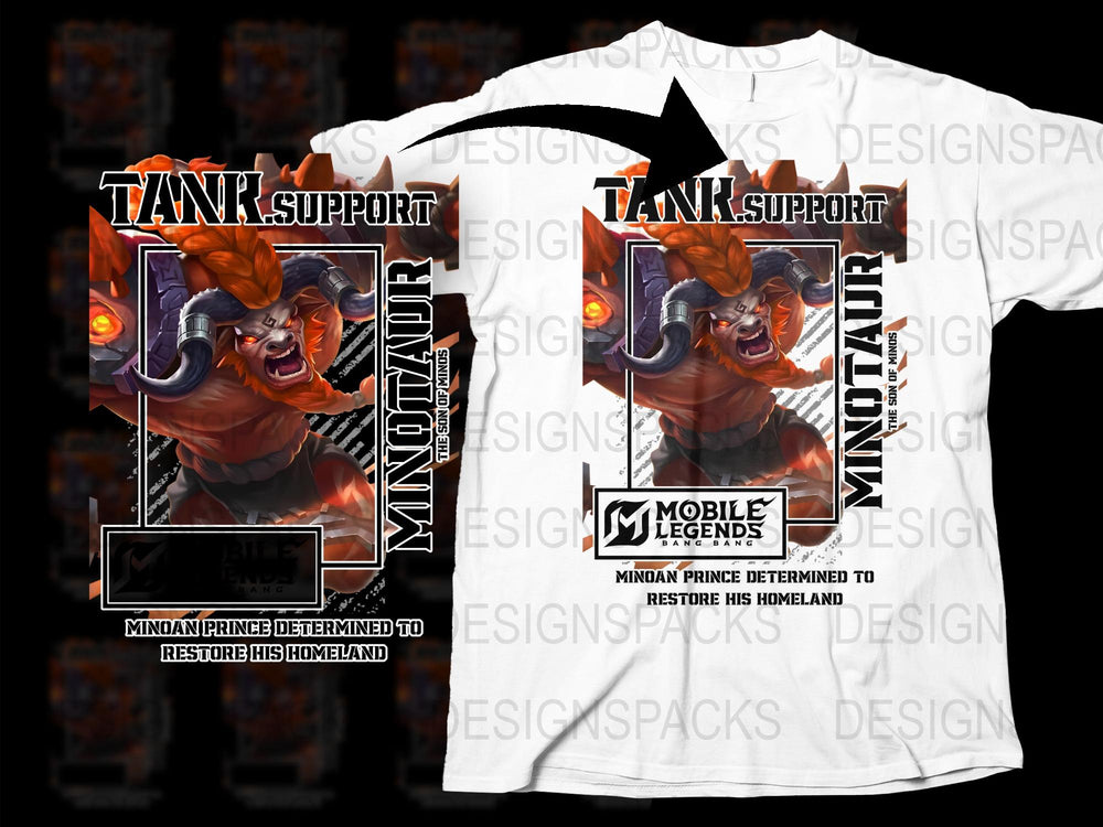 Mobile Legends Minotaur T-Shirt, Tank Support Gaming Tee, Graphic Print Unisex Shirt