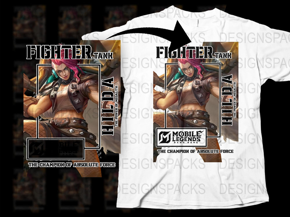 Mobile Legends Fighter Tank T-Shirt, Anime Style Gaming Tee, Graphic Print Adult Unisex Shirt