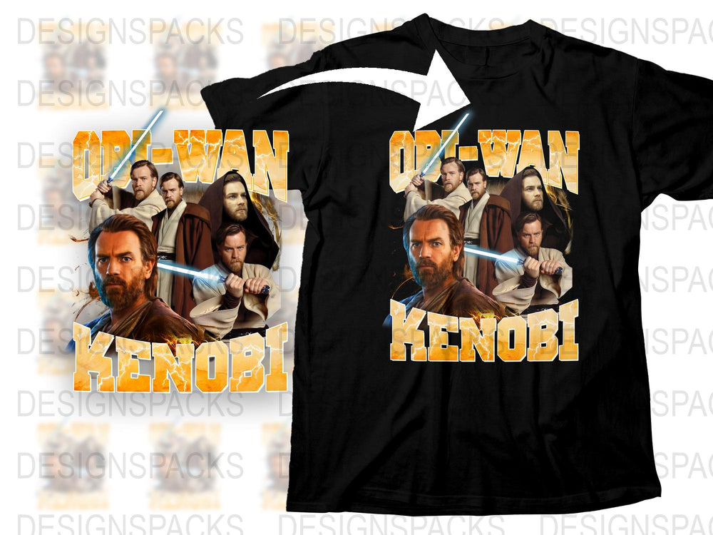 Obi-Wan Kenobi T-Shirt, Star Wars Graphic Tee, Jedi Master Design, Movie Fan Gift, Adult and Kids Sizes Available