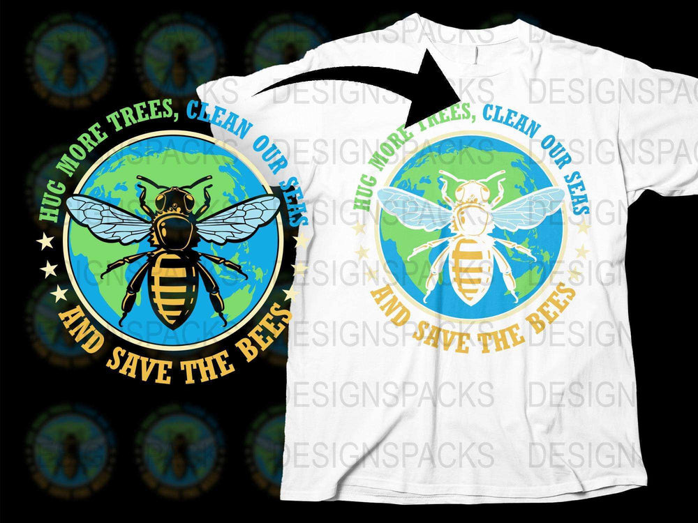 Save the Bees T-Shirt, Eco-Friendly Graphic Tee, Nature Conservation Shirt, Hug More Trees Clean Our Seas, Unisex Fit