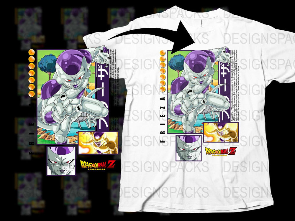 Dragon Ball Z Frieza Graphic T-Shirt, Anime Villain Tee, Full Color Print, Unisex Manga Shirt