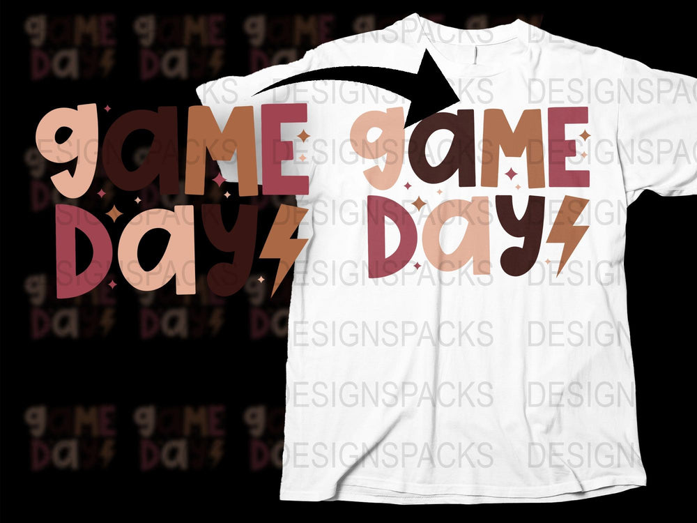 Game Day T-Shirt, Bold Retro Text, White Casual Sporty Tee, Trendy Game Day Outfit, Unisex Football Season Shirt