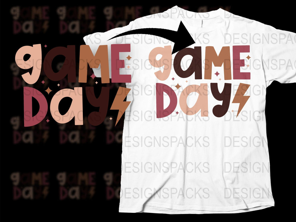 Game Day T-Shirt, Bold Retro Text, White Casual Sporty Tee, Trendy Game Day Outfit, Unisex Football Season Shirt