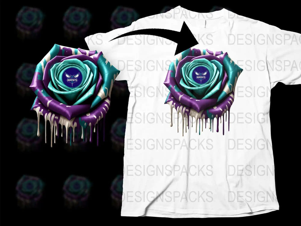 Men's Graphic T-Shirt with 3D Purple Rose Design, Unique Floral Print Tee, Stylish Streetwear Shirt