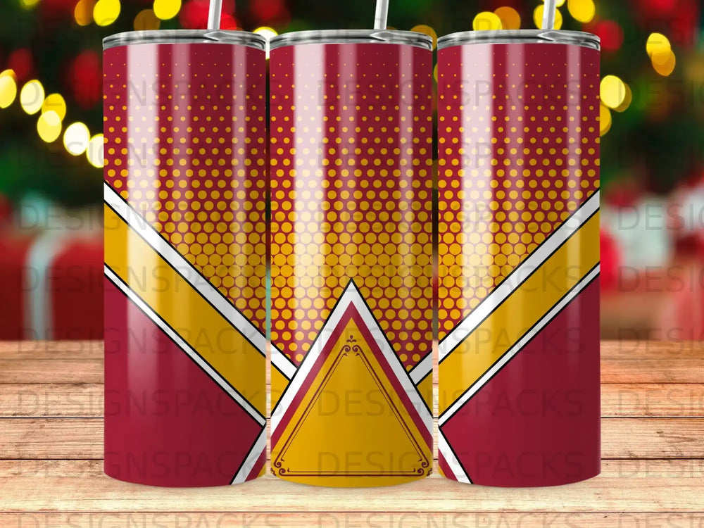 Red Yellow Halftone Geometric Triangle Tumbler product type