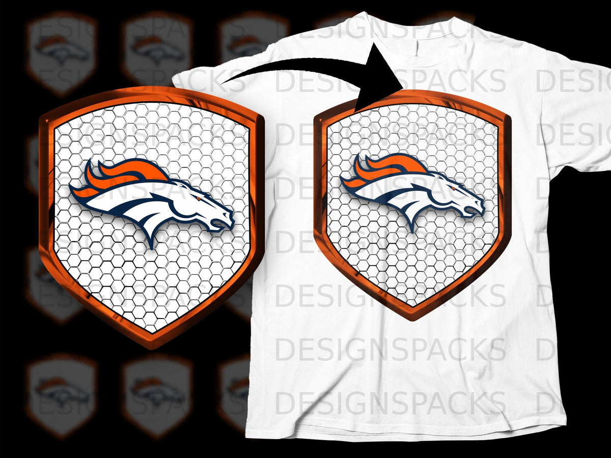 Denver Broncos Shield Design Honeycomb Pattern Official Logo Png ...