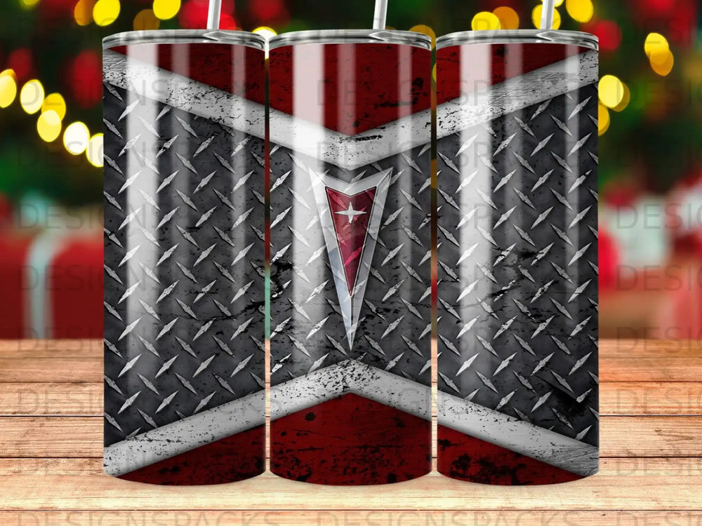 Pontiac Emblem Diamond Plate Red White Stripe Graphic product type