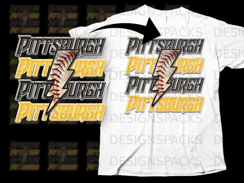 Pittsburgh Baseball Lightning Bolt Graphic T-Shirt