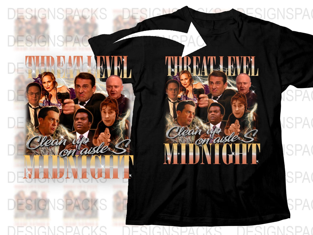 Threat Level Midnight Movie Graphic T-Shirt, Funny Office TV Show Tee, Unisex Cotton Shirt