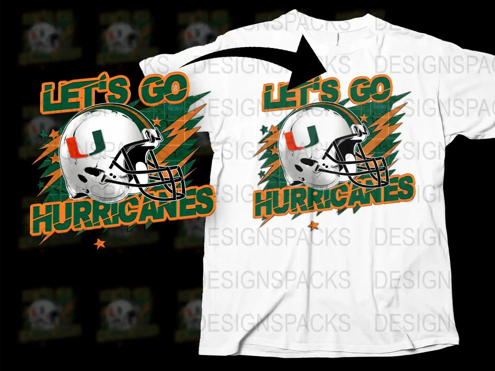 Let's Go Hurricanes Football T-Shirt, Sports Fan Apparel, College Team Tee, Graphic Shirt for Game Day