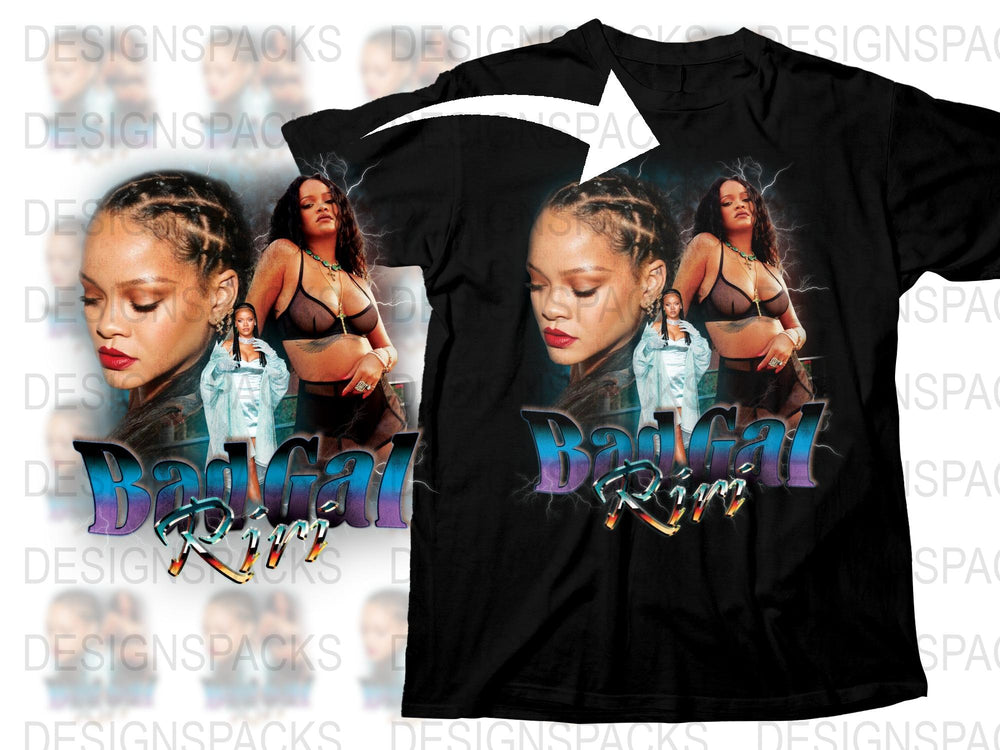 BadGal Riri Graphic T-Shirt, Pop Icon Printed Tee, Fashion Streetwear, Casual Summer Top for Fans