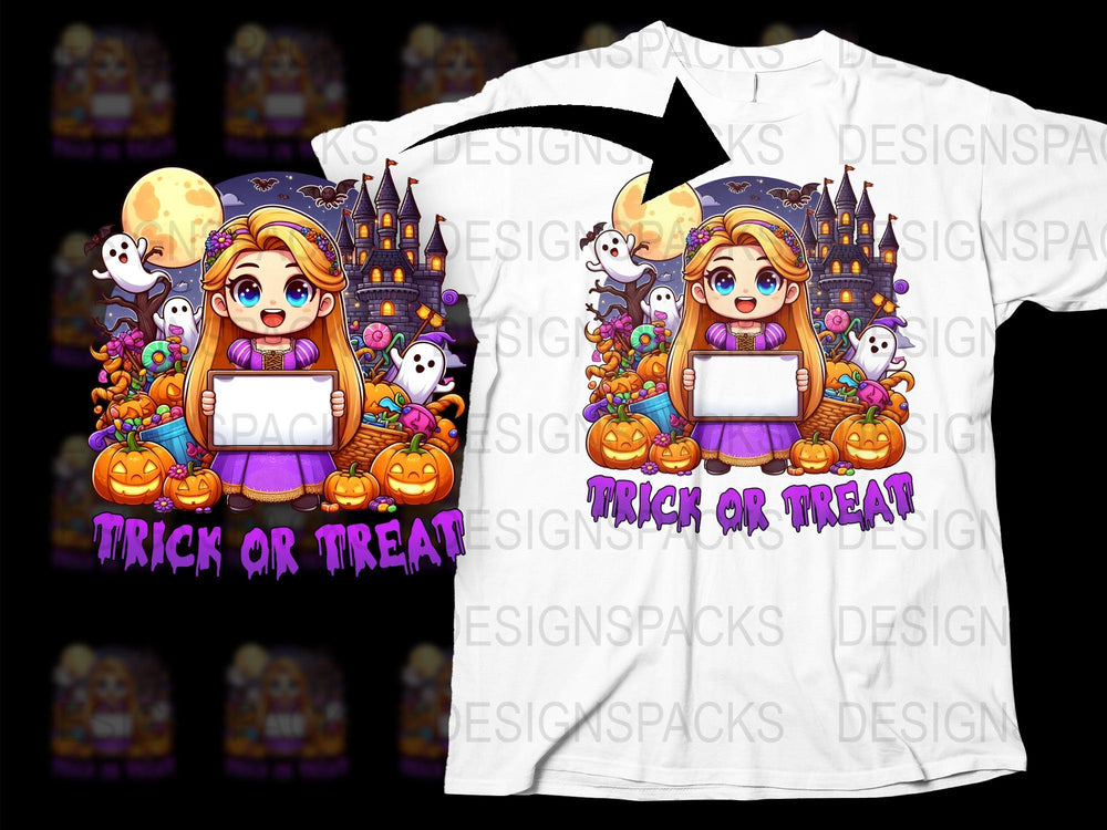 Halloween Trick or Treat T-Shirt, Cute Witch Graphic Tee, Kids Adults Festive Apparel